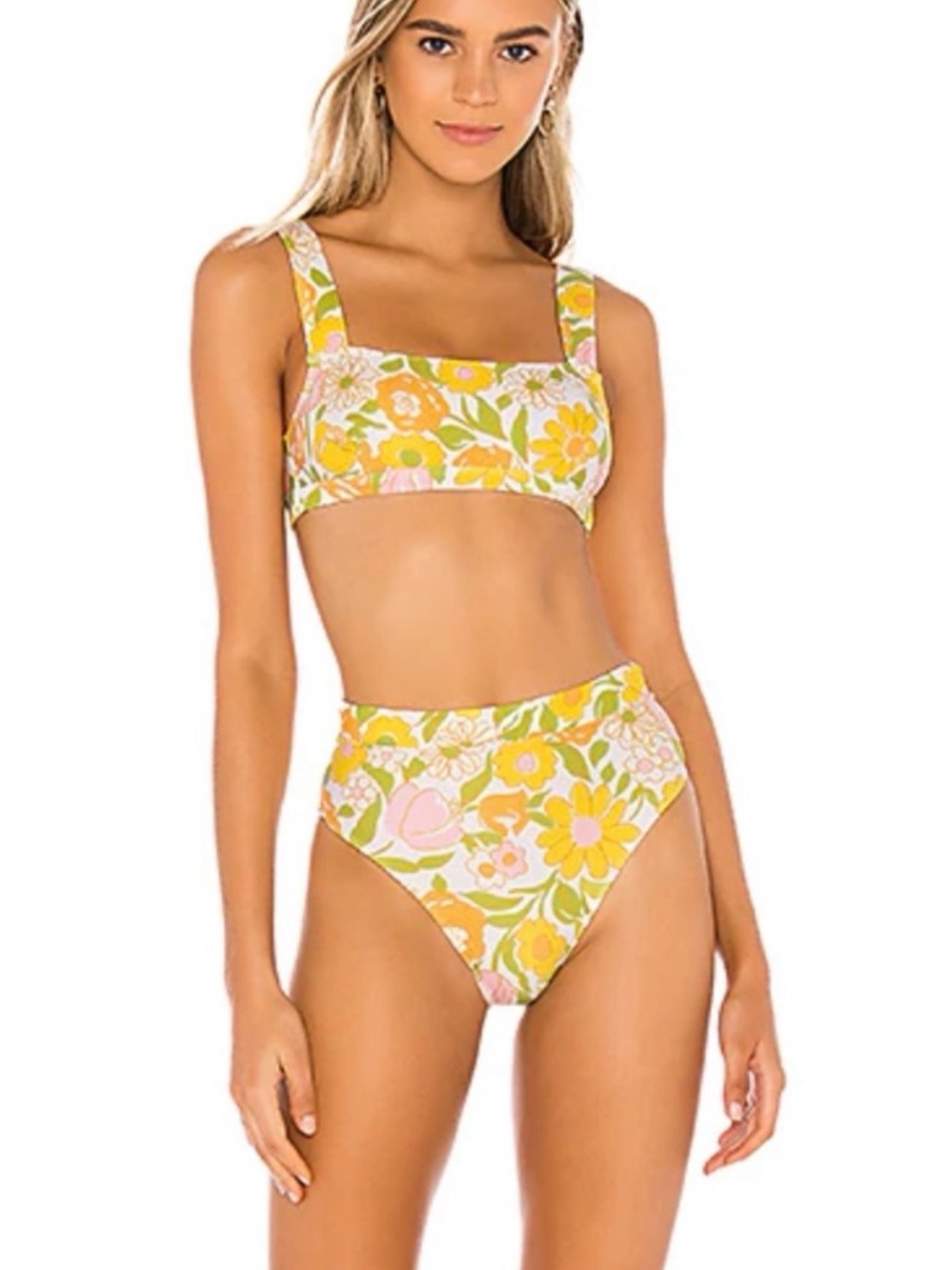 Floral Square-Neck High-Waist Bikini Set